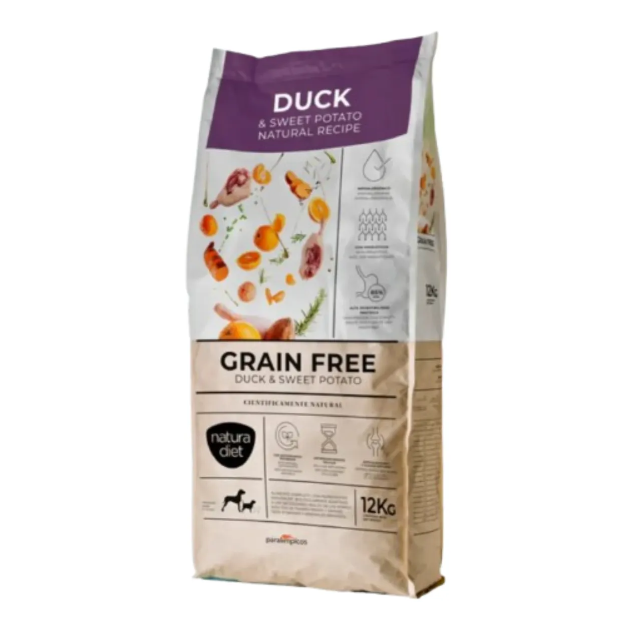 Natura Diet kornfri and og sød kartofel 12 kg - naturligt tørfoder til voksne hunde